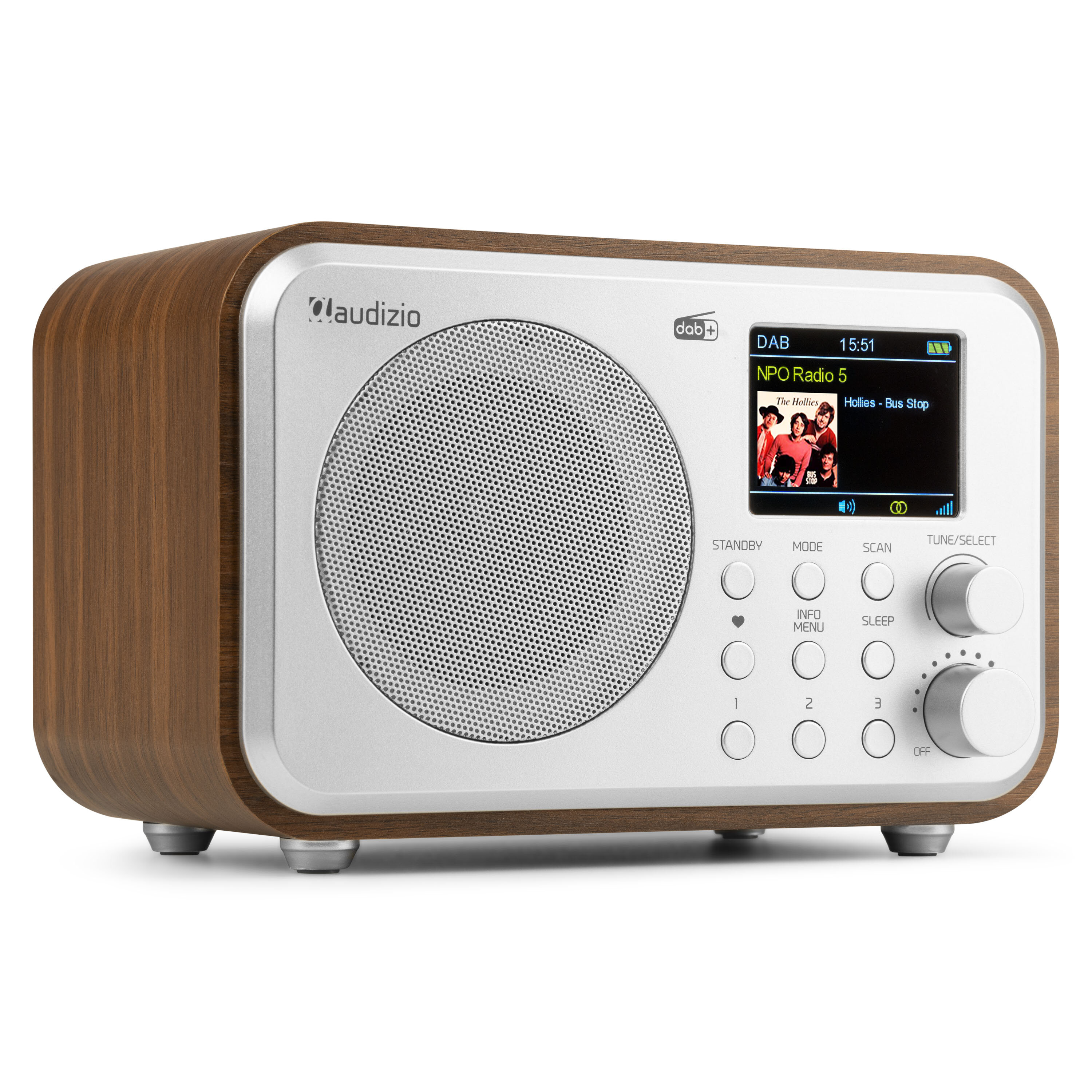 Audizio Milan bärbar DAB-radio med Bluetooth, FM-radio och batteri - Silver