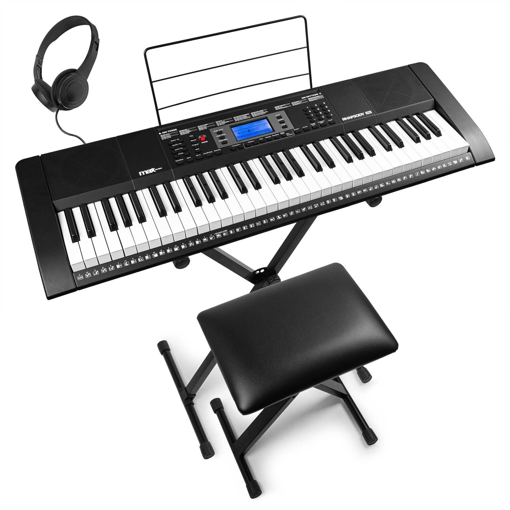 Max Rhapsody61M elektroniskt Keyboard 61-tangenters Touch Sensitive Set