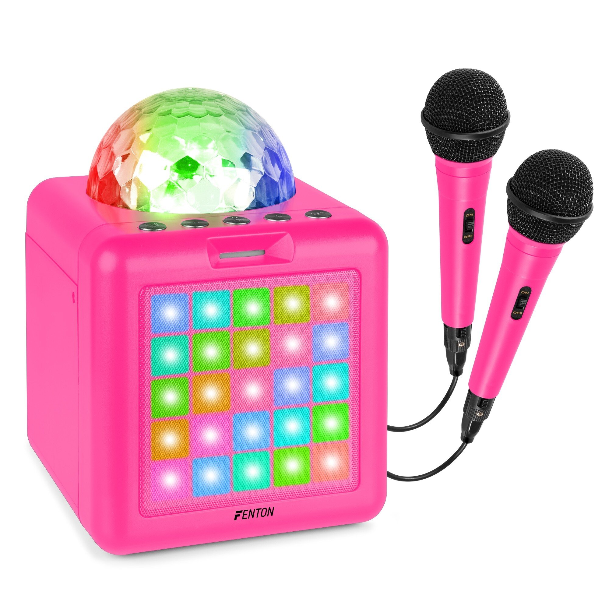 KAR15B Karaoke Högtalare med 2 mikrofoner Rosa