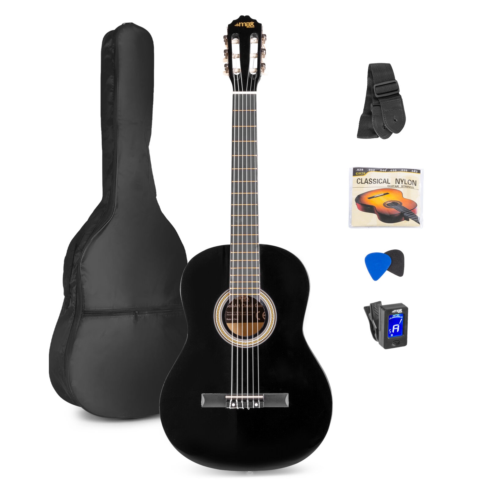 MAXMusic SoloArt Klassik gitarr set, svart