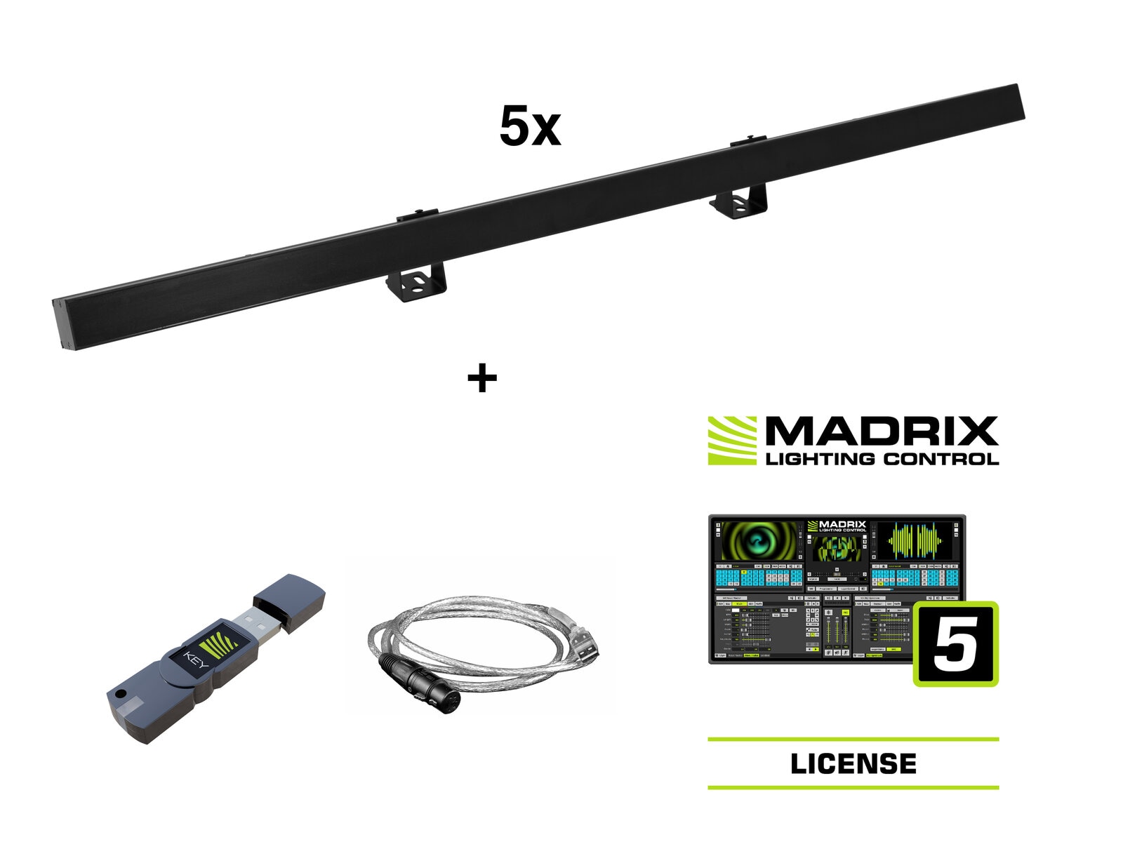 EUROLITE Set 5x LED PR-100/32 Pixel DMX Rail bk + Madrix Software