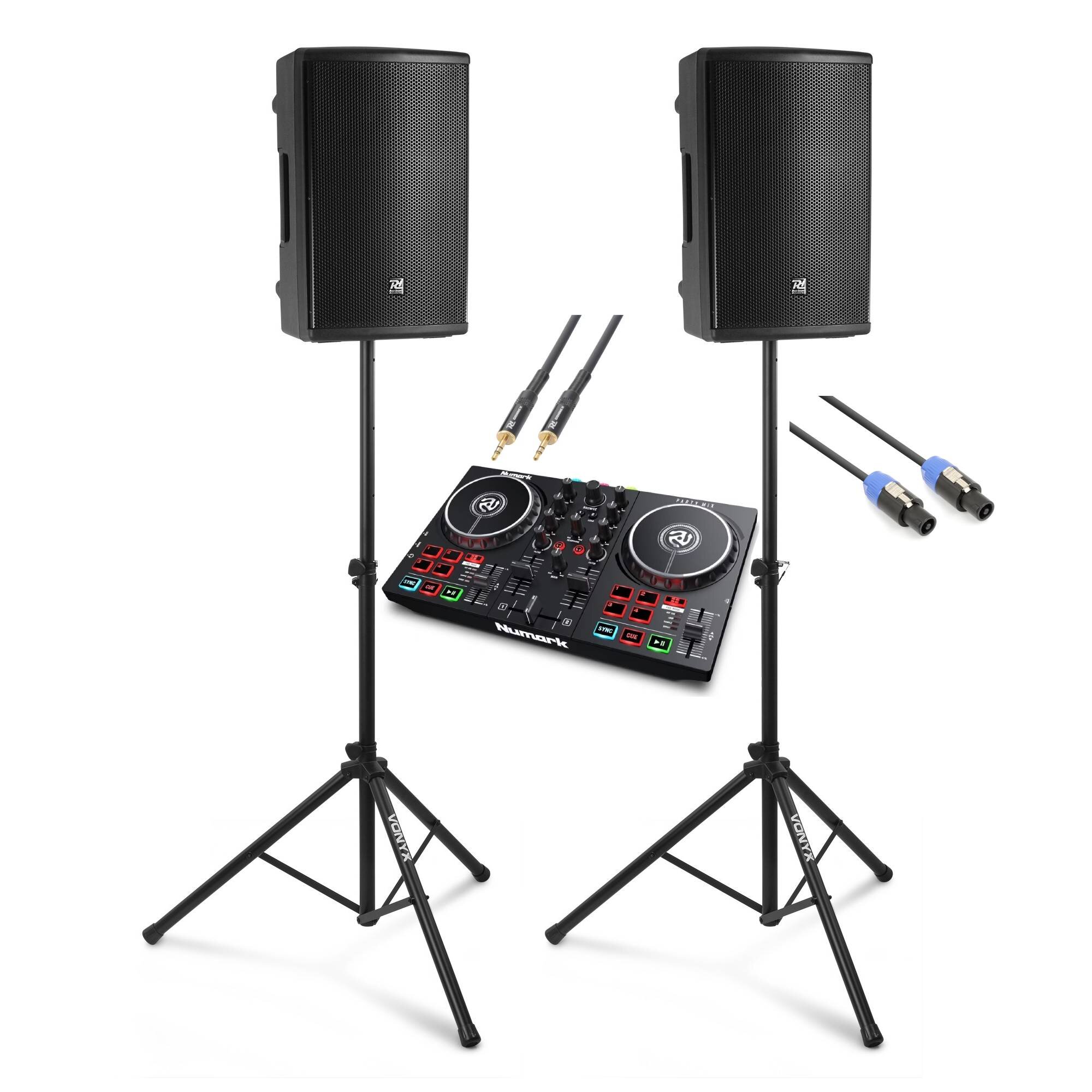 Vonyx VSA150S aktivt högtalarset med Bluetooth, DJ-set, stativ och kabel - 1000W